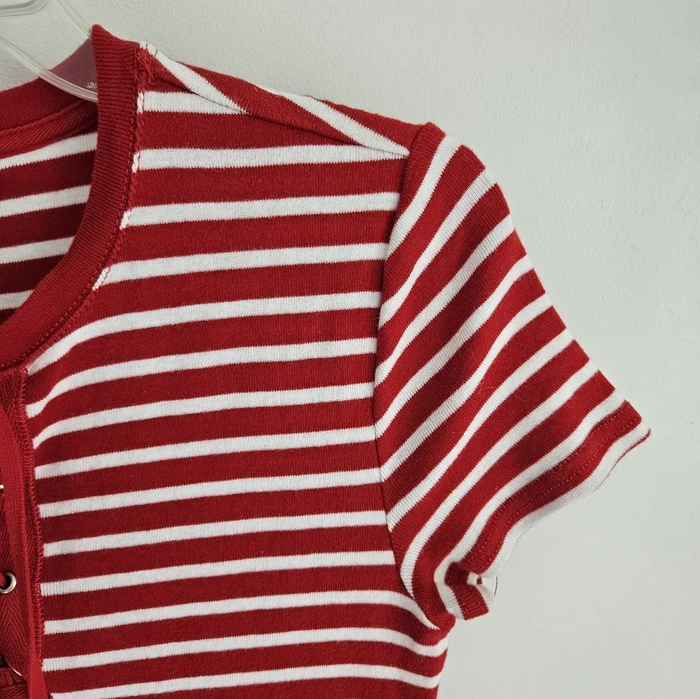 Chaps lace up red white tshirt dress.